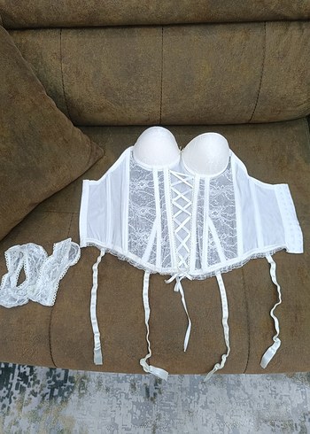 80 beden beyaz Vintage Bohem Midi Büstiyer - Görsel 2