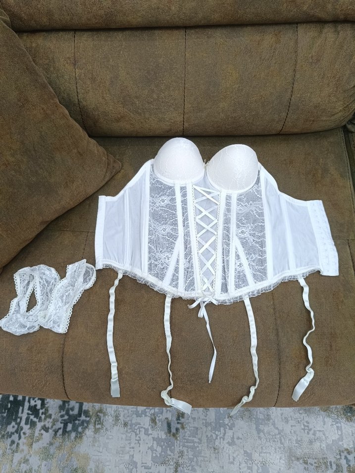 80 beden beyaz Vintage Bohem Midi Büstiyer - Görsel 2