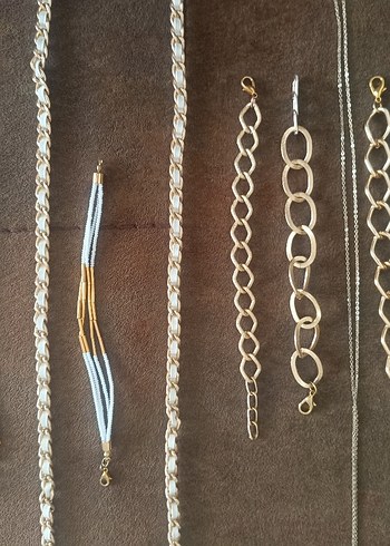 kombinlenebilir Zincir Detaylı Altın Rengi Kadın Bileklik set - Görsel 2