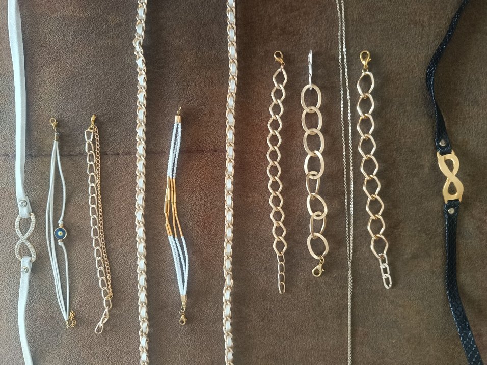 kombinlenebilir Zincir Detaylı Altın Rengi Kadın Bileklik set - Görsel 2