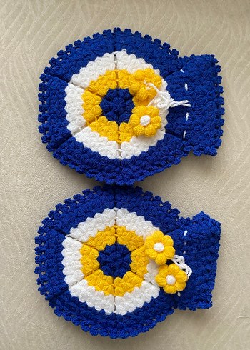 Nazar Boncuğu Motifli Örgü Banyo Lifleri - Görsel 2