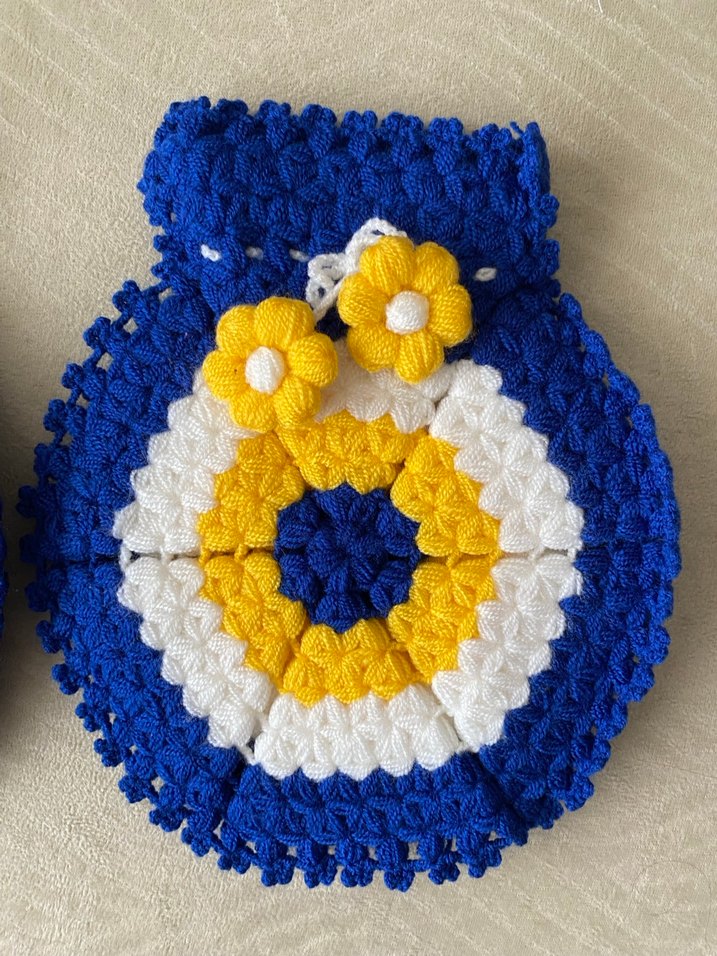 Nazar Boncuğu Motifli Örgü Banyo Lifleri - Görsel 3